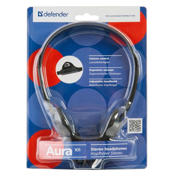 Defender Aura 101 słuchawki regulacja głośności czarna otwarta 3.5 mm jack - obrazek 4