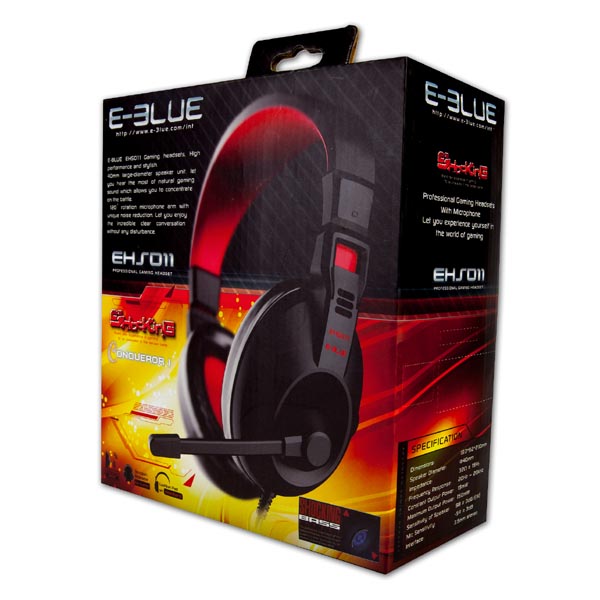 E blue Conqueror I. słuchawki z mikrofonem regulacja głośności czarna 2x 3.5 mm jack - obrazek 7