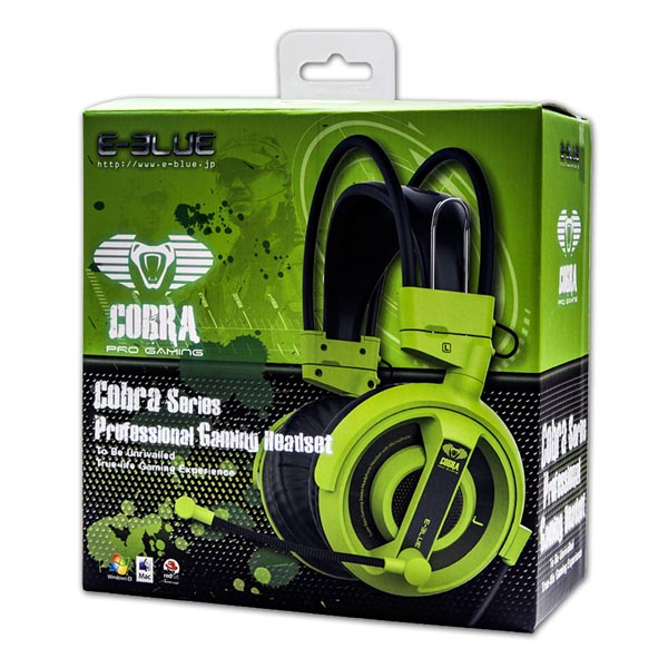 E blue Cobra I Gaming Headset słuchawki z mikrofonem zielona 2x 3.5 mm jack - obrazek 7