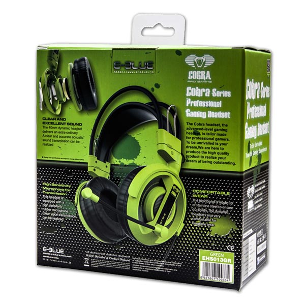 E blue Cobra I Gaming Headset słuchawki z mikrofonem zielona 2x 3.5 mm jack - obrazek 8
