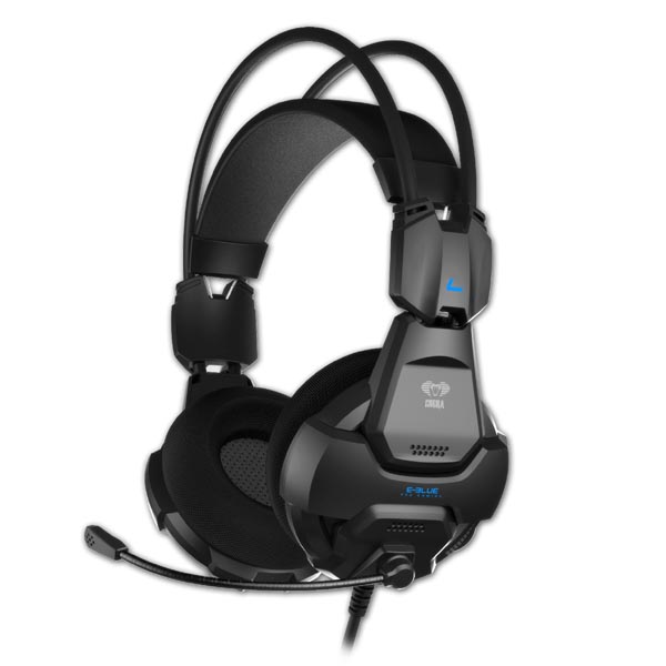 E blue Cobra HS Gaming Headset słuchawki z mikrofonem regulacja głośności czarna 2x 3.5 mm jack
