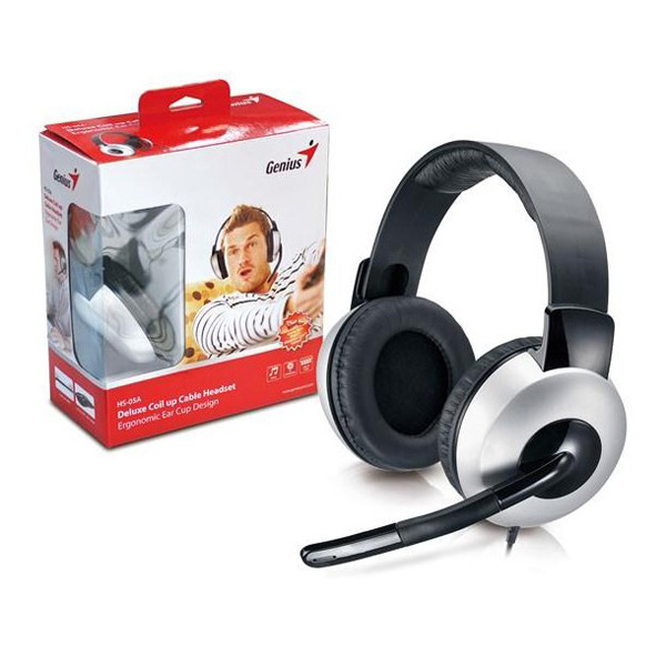 Genius HS 05A słuchawki z mikrofonem regulacja głośności czarno srebrna 2x 3.5 mm jack - obrazek 3