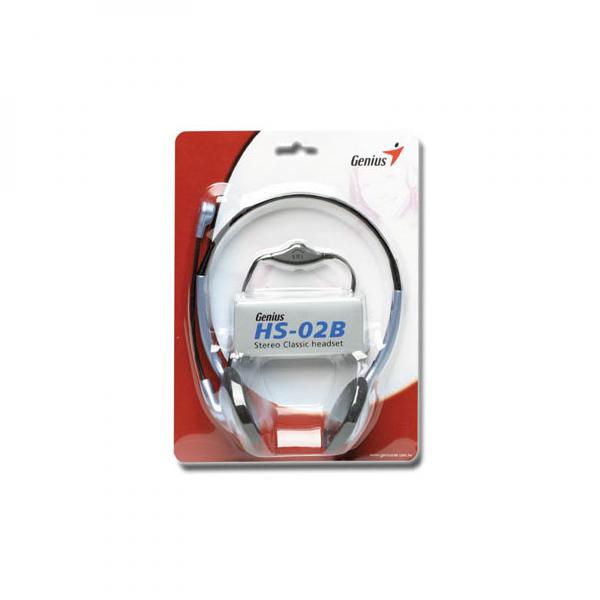 Genius HS 02B słuchawki z mikrofonem regulacja głośności czarno srebrna 2x 3.5 mm jack - obrazek 2
