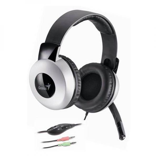Genius HS 05A słuchawki z mikrofonem regulacja głośności czarno srebrna 2x 3.5 mm jack - obrazek 4