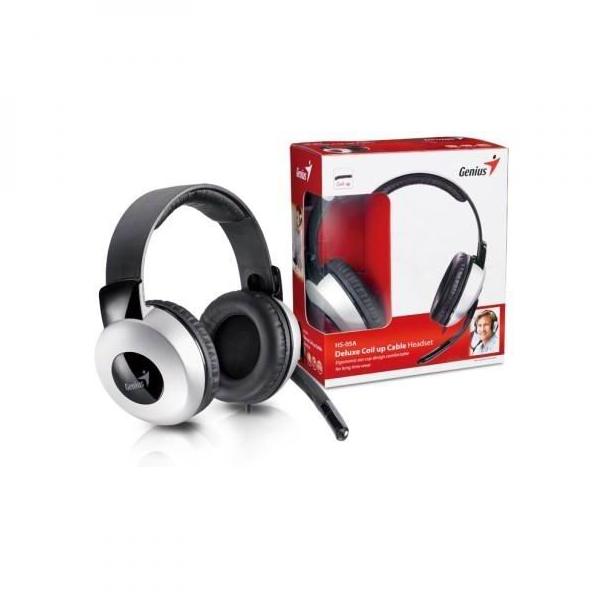 Genius HS 05A słuchawki z mikrofonem regulacja głośności czarno srebrna 2x 3.5 mm jack - obrazek 5