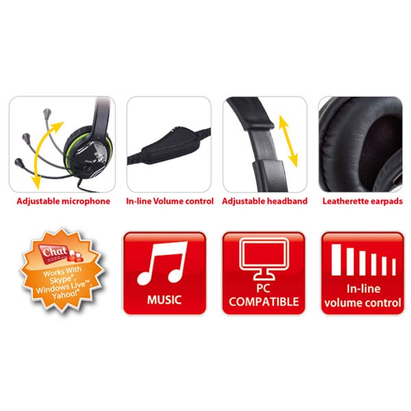 Genius HS 400A słuchawki z mikrofonem regulacja głośności czarna 2x 3.5 mm jack - obrazek 4