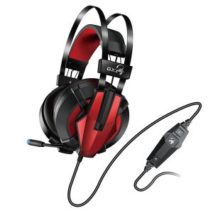 Genius HS G710V Gaming Headset słuchawki z mikrofonem regulacja głośności czarno czerwony USB