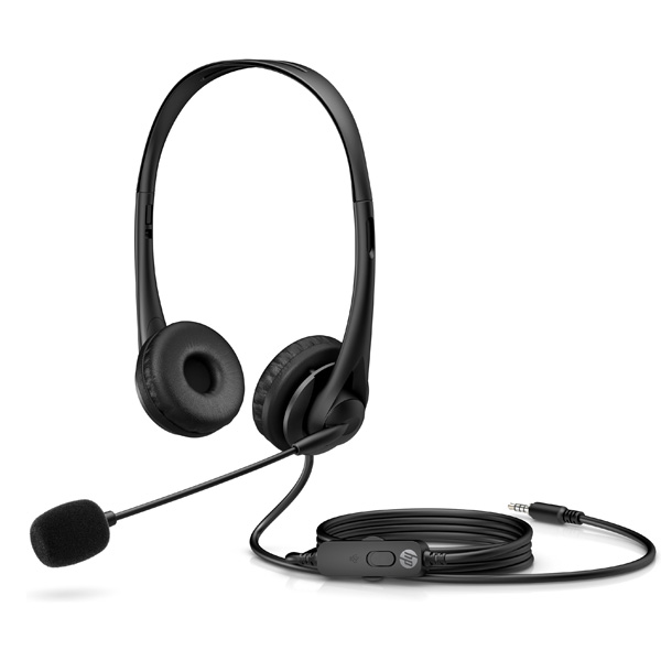 HP 35mm słuchawki z mikrofonem regulacja głośności czarna klasyczna typ 35mm jack - obrazek 3