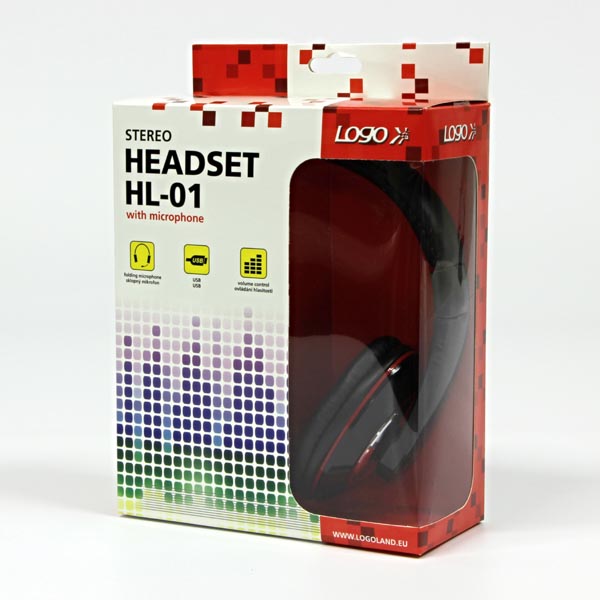 Logo HL 01 słuchawki z mikrofonem regulacja głośności czarna USB - obrazek 2