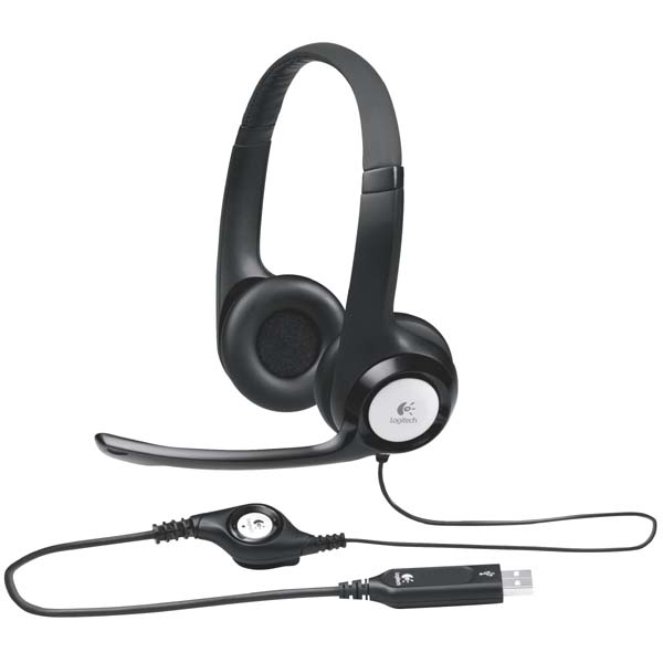 Logitech Stereo H390 słuchawki z mikrofonem regulacja głośności czarna USB