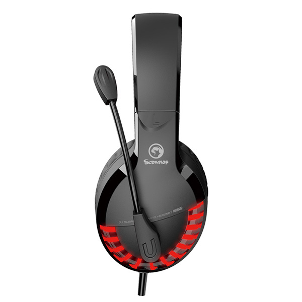 Marvo HG9022 słuchawki z mikrofonem regulacja głośności czarno czerwona 7.1 wirtualne podświetlenie LED typ USB - obrazek 2