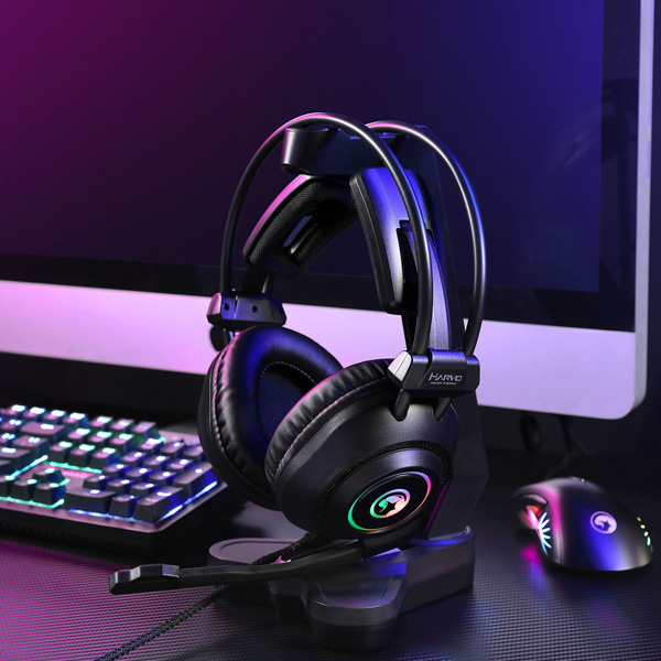 Marvo HG9056 słuchawki z mikrofonem regulacja głośności czarna do gry podświetlenie 7.1 Virtual typ - obrazek 10