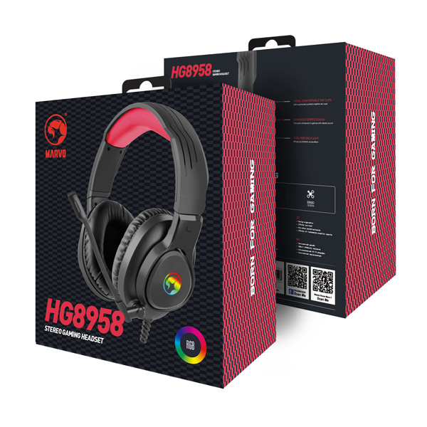 Marvo HG8958 słuchawki z mikrofonem regulacja głośności czarna do gry 3.5 mm jack + rozdvojka + USB - obrazek 7