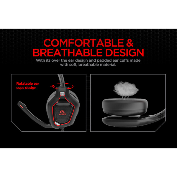 Marvo HG8960 słuchawki z mikrofonem regulacja głośności czarna 2.0 do gry - obrazek 9