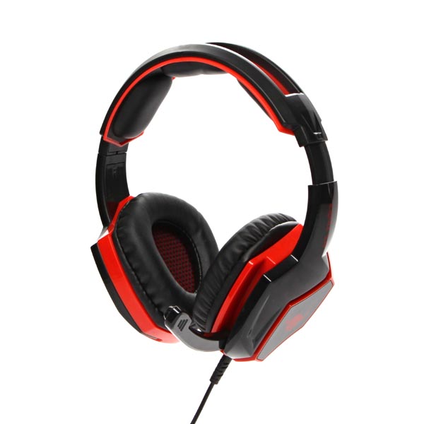Red Fighter H2 Gaming Headset słuchawki z mikrofonem regulacja głośności czarno czerwona 2x 3.5 mm jack