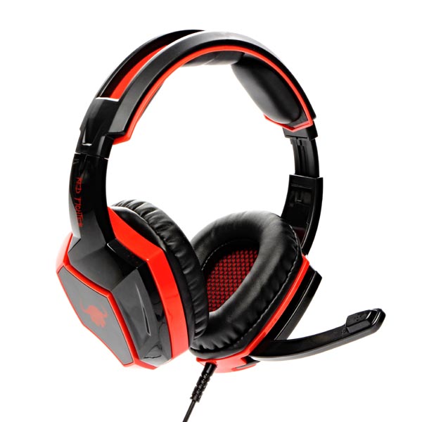 Red Fighter H2 Gaming Headset słuchawki z mikrofonem regulacja głośności czarno czerwona 2x 3.5 mm jack - obrazek 3