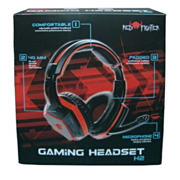 Red Fighter H2 Gaming Headset słuchawki z mikrofonem regulacja głośności czarno czerwona 2x 3.5 mm jack - obrazek 7