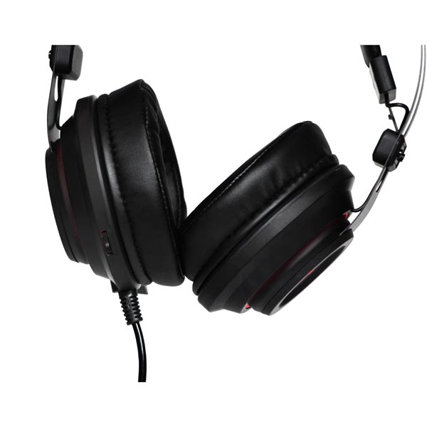 Red Fighter H3 słuchawki z mikrofonem regulacja głośności czarno czerwona dla graczy podświetlenie 2x 3.5 mm jack + USB - obrazek 6