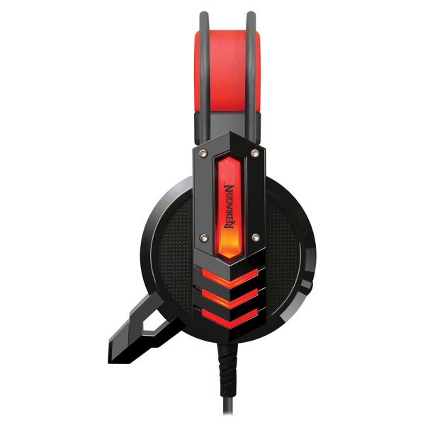 Redragon CHRONOS Gaming Headset słuchawki z mikrofonem regulacja głośności czarno czerwona 2x 3.5 mm jack + USB - obrazek 3
