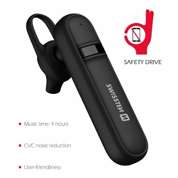 SWISSTEN Bluetooth headset caller słuchawka bluetooth słuchawka bluetooth handsfree regulacja głośności czarna bluetooth - obrazek 2