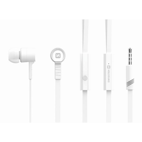 SWISSTEN YS D2 słuchawki z mikrofonem bez regulacji głośności na przewodzie biała 2.0 douszne typ 3.5 mm jack - obrazek 2