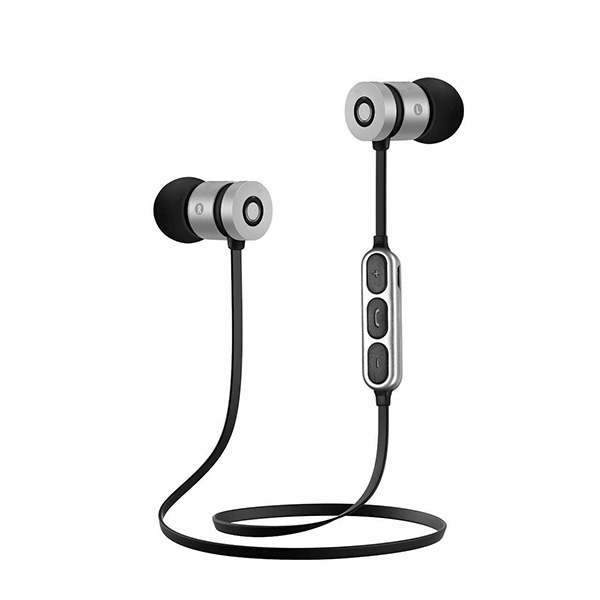 Powerton W2 słuchawki bluetooth regulacja głośności czarno srebrna sportowe z magnetycznym uchwytem typ bluetooth - obrazek 2