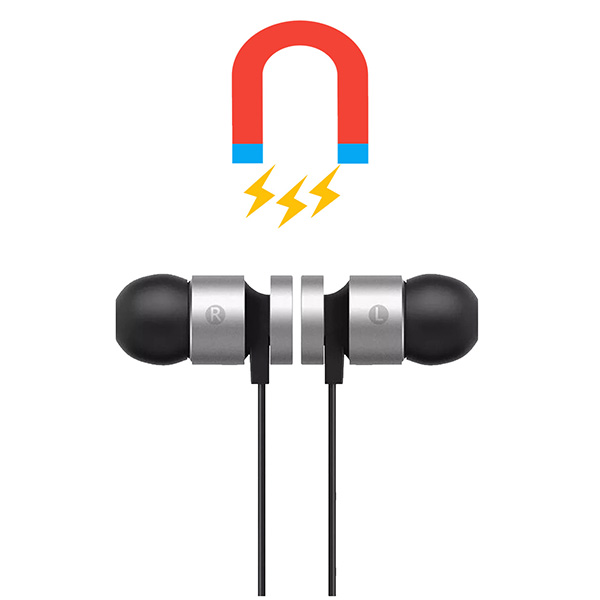 Powerton W2 słuchawki bluetooth regulacja głośności czarno srebrna sportowe z magnetycznym uchwytem typ bluetooth - obrazek 4