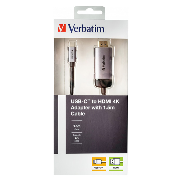 USB 3.1 hub 1 port 49144 szara długość przewodu 15m Verbatim adapter USB C na HDMI