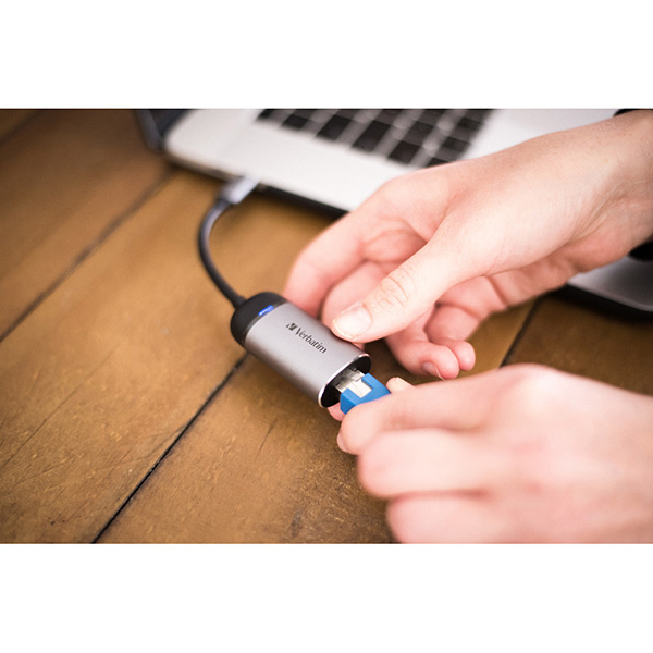 USB 3.1 hub 1 port 49146 szara długość przewodu 10cm Verbatim adapter USB C na Ethernet - obrazek 5