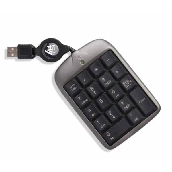A4Tech TK 5 klawiatura CZ numeryczna kabel ze zwijarką rodzaj przewodowa USB czarno srebrna - obrazek 2