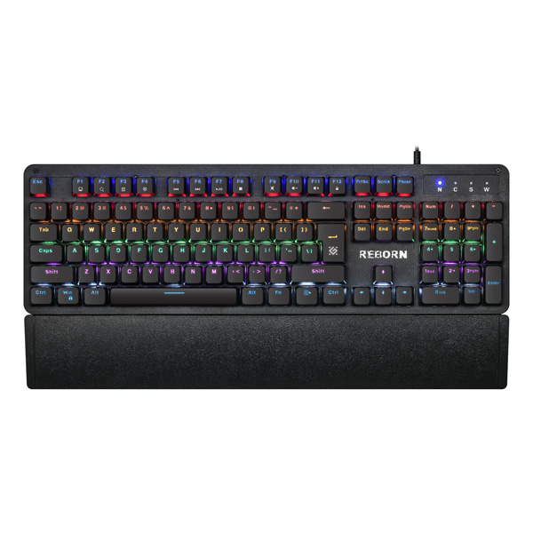 Defender Reborn GK 165DL klawiatura US do gry wzmocniona konstrukcja rodzaj przewodowa USB czarna mechaniczna podświetlona
