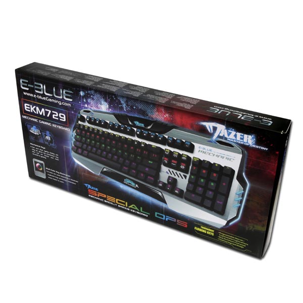 E blue Mazer Mechanical 729 klawiatura US do gry podświetlana niebieskie przełączniki rodzaj przewodowa USB czarna mechani - obrazek 9