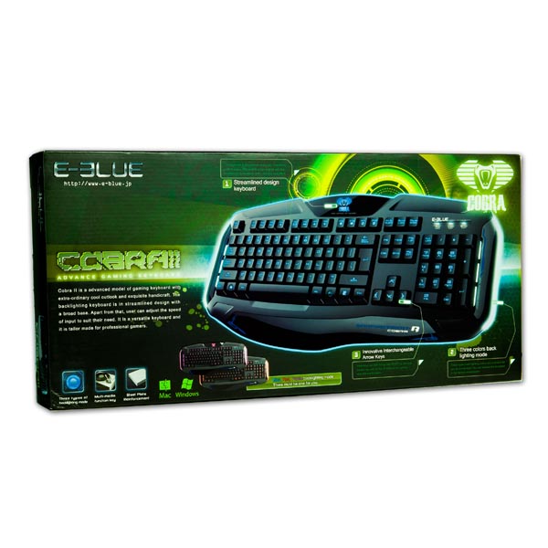 E blue Cobra II klawiatura US do gry podświetlona rodzaj przewodowa USB czarna - obrazek 7