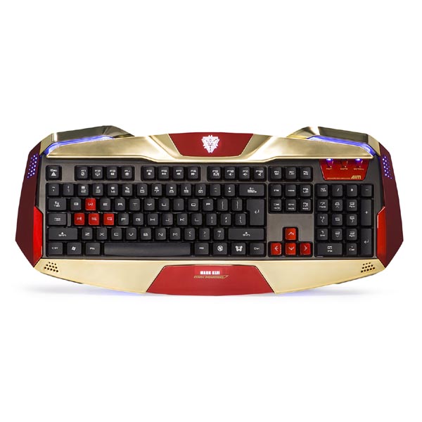 E blue IRON MAN EKM707 klawiatura US do gry podświetlane krawędzie rodzaj przewodowa USB złota