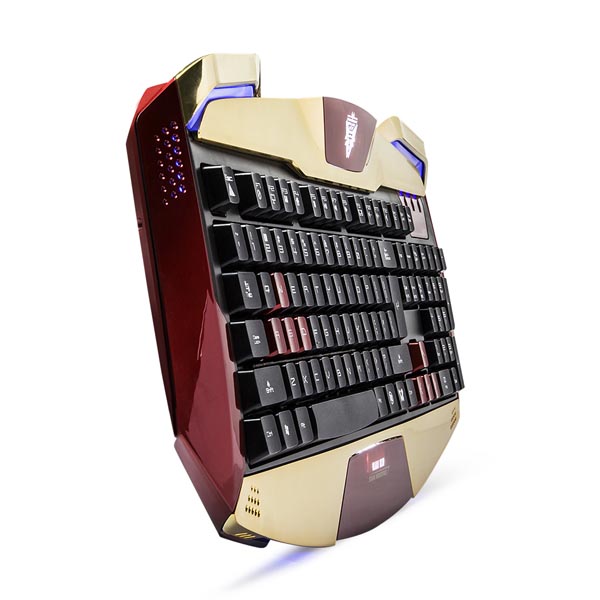E blue IRON MAN EKM707 klawiatura US do gry podświetlane krawędzie rodzaj przewodowa USB złota - obrazek 4