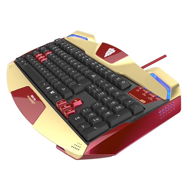 E blue IRON MAN EKM707 klawiatura US do gry podświetlane krawędzie rodzaj przewodowa USB złota - obrazek 5