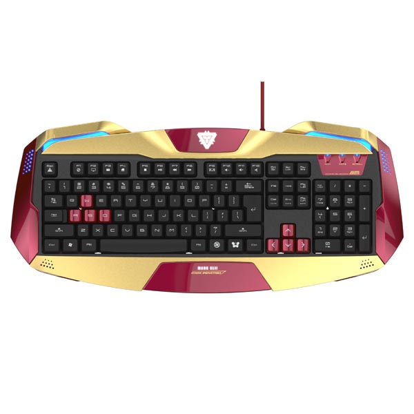 E blue IRON MAN EKM707 klawiatura US do gry podświetlane krawędzie rodzaj przewodowa USB złota - obrazek 7