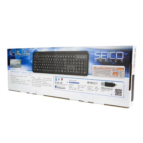 E blue K738 klawiatura US multimedialny przewodowa USB czarna - obrazek 6