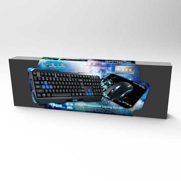 E blue Polygon zestaw klawiatura z myszką Cobra II US do gry z podkładką Mazer Marface S rodzaj przewodowa USB czarno niebi - obrazek 7