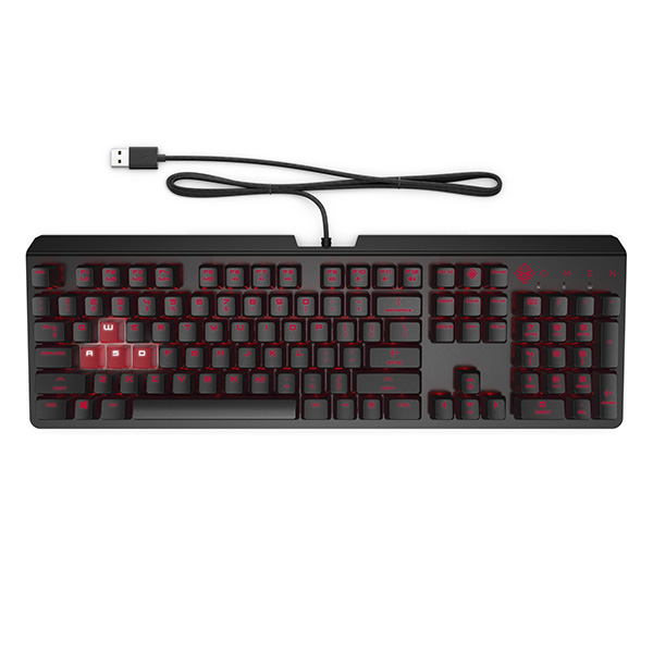HP Omen by HP Encoder klawiatura CZ SK do gry mechaniczna podświetlana rodzaj przewodowa USB czerwona