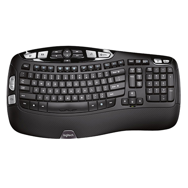 Logitech K350 klawiatura AA US ergonomiczna nano odbiornik USB rodzaj 2.4 GHz bezprzewodowa czarna