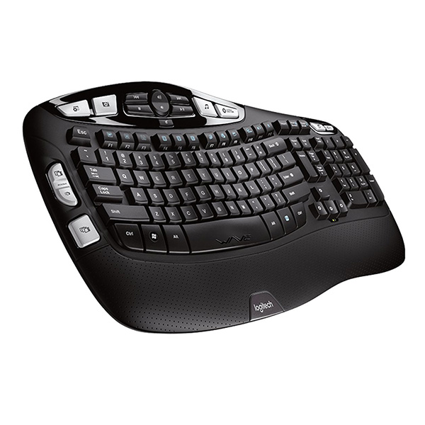 Logitech K350 klawiatura AA US ergonomiczna nano odbiornik USB rodzaj 2.4 GHz bezprzewodowa czarna - obrazek 2