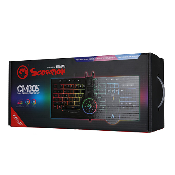 Marvo CM305 RGB zestaw klawiatura + mysz i słuchawki dla graczy CZ SK do gry membranowa rodzaj przewodowa USB czarna RGB p - obrazek 5