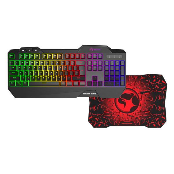 Marvo CM306 zestaw klawiatura + mysz i podkładka dla graczy US do gry membranowa rodzaj przewodowa USB czarna podświetlona - obrazek 5