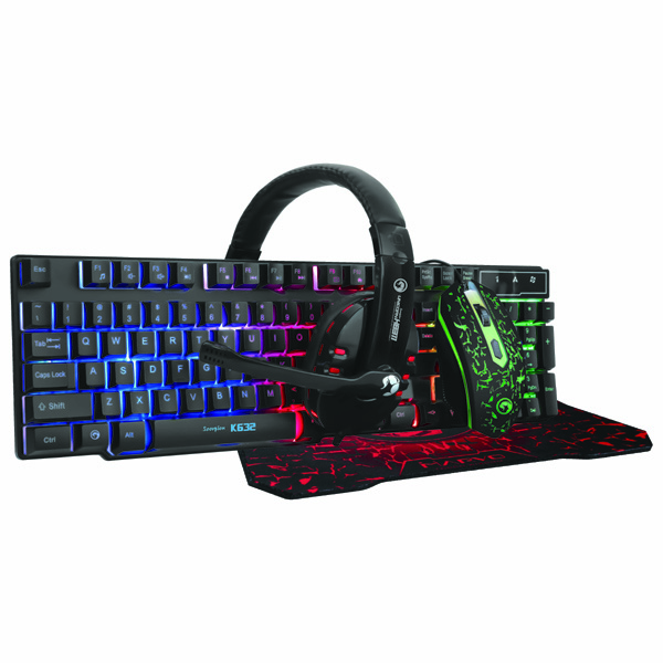 Marvo CM370 zestaw klawiatura mysz dla gracza podkładka klawiatura CZ SK do gry membranowa rodzaj przewodowa USB czarna