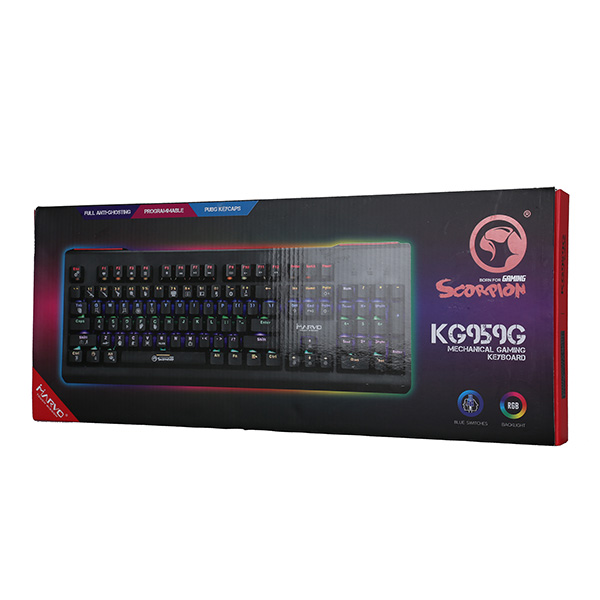 Marvo KG959G klawiatura US do gry niebieskie przełączniki nadruk PUBG rodzaj przewodowa USB czarna mechaniczna podświetl - obrazek 5