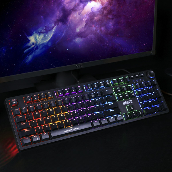 Marvo KG954 EN klawiatura US do gry mechaniczna rodzaj przewodowa USB czarna tak podświetlona - obrazek 16