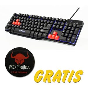 Red Fighter K1 klawiatura US do gry podświetlana z gratisem rodzaj przewodowa USB czarna 3 kolory podświetlania