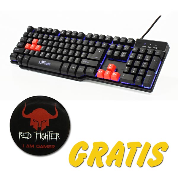 Red Fighter K1 klawiatura US do gry podświetlana z gratisem rodzaj przewodowa USB czarna 3 kolory podświetlania