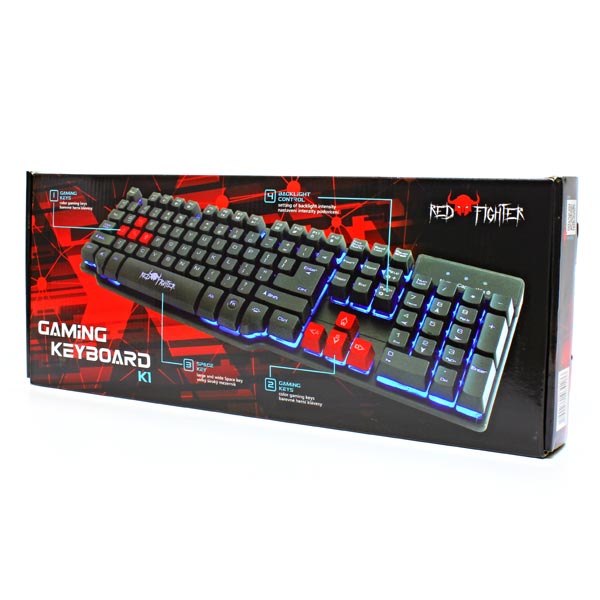 Red Fighter K1 klawiatura US do gry podświetlana z gratisem rodzaj przewodowa USB czarna 3 kolory podświetlania - obrazek 7